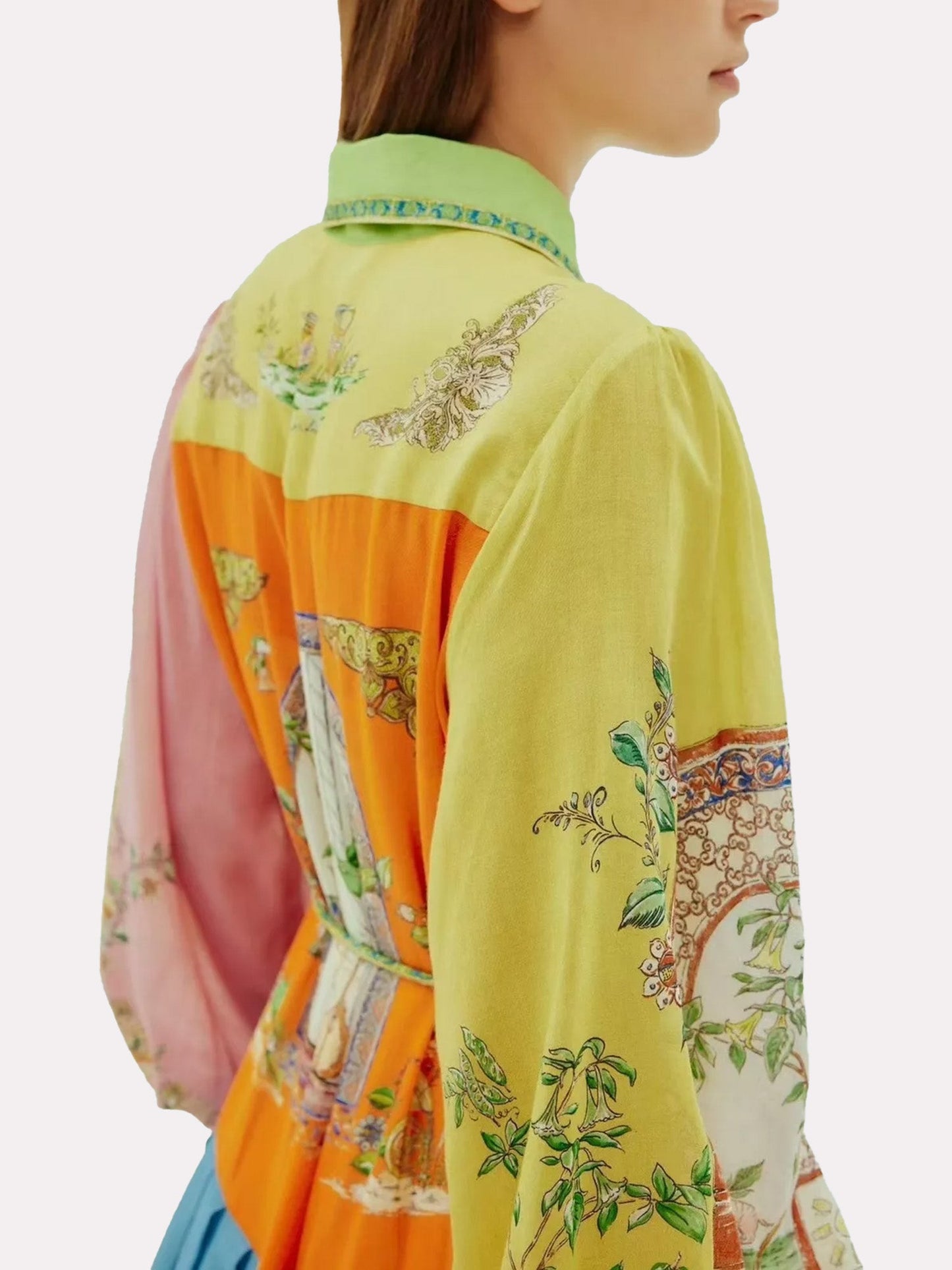 Vintage-Inspired Printed Button-Up Midi Dress