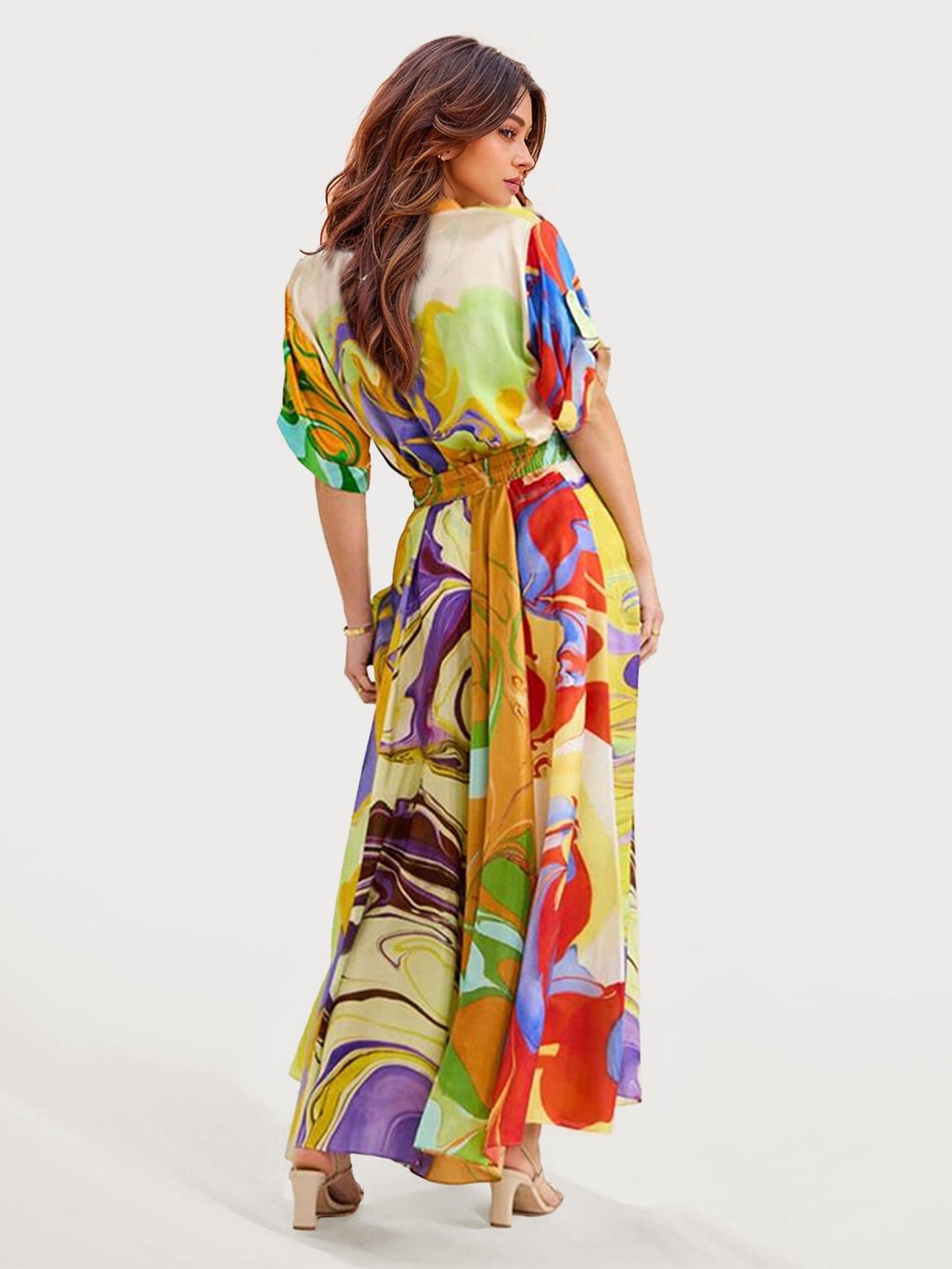 Colorful Abstract Print Dress Set