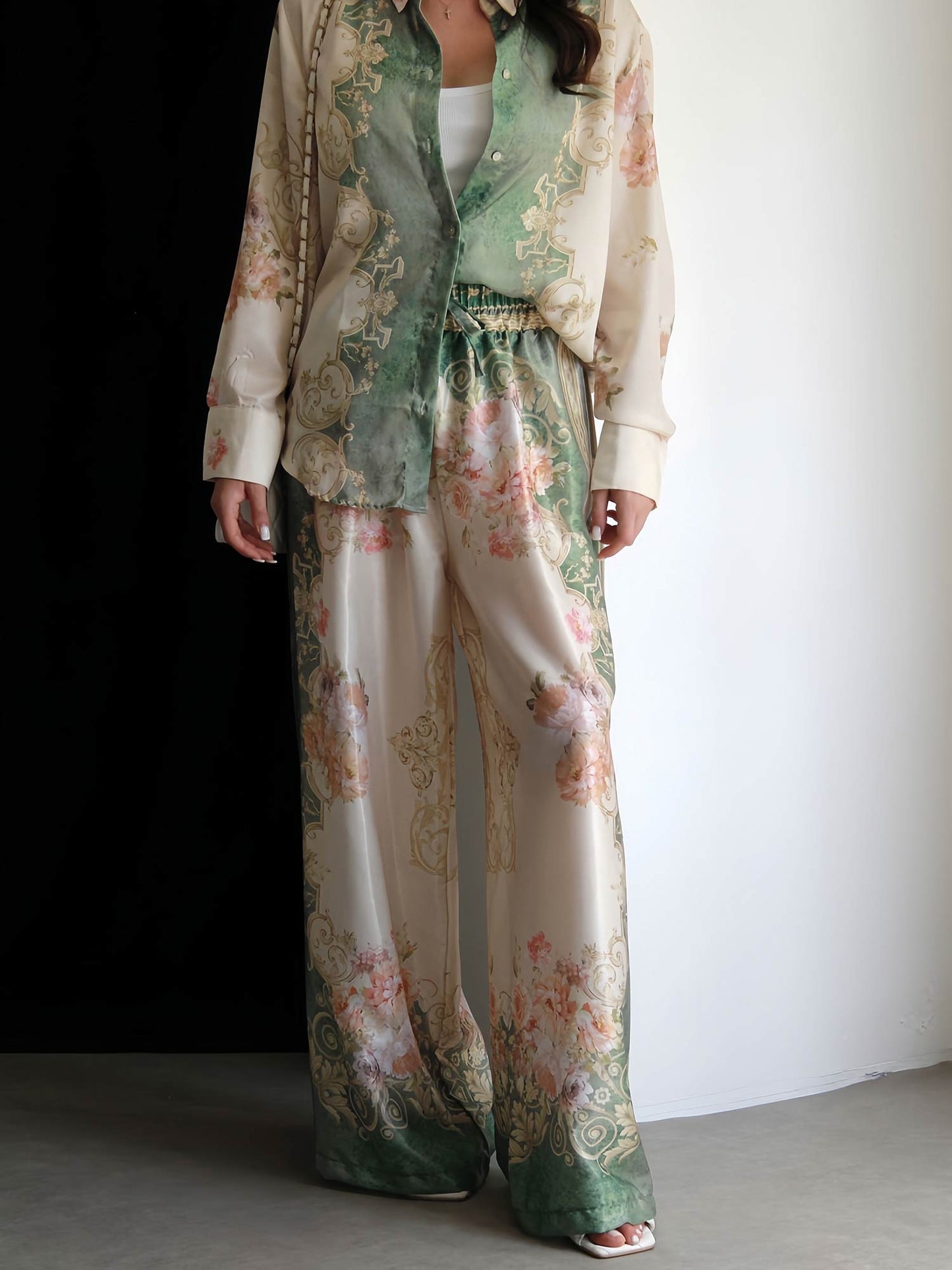 Baroque Floral Satin Shirt