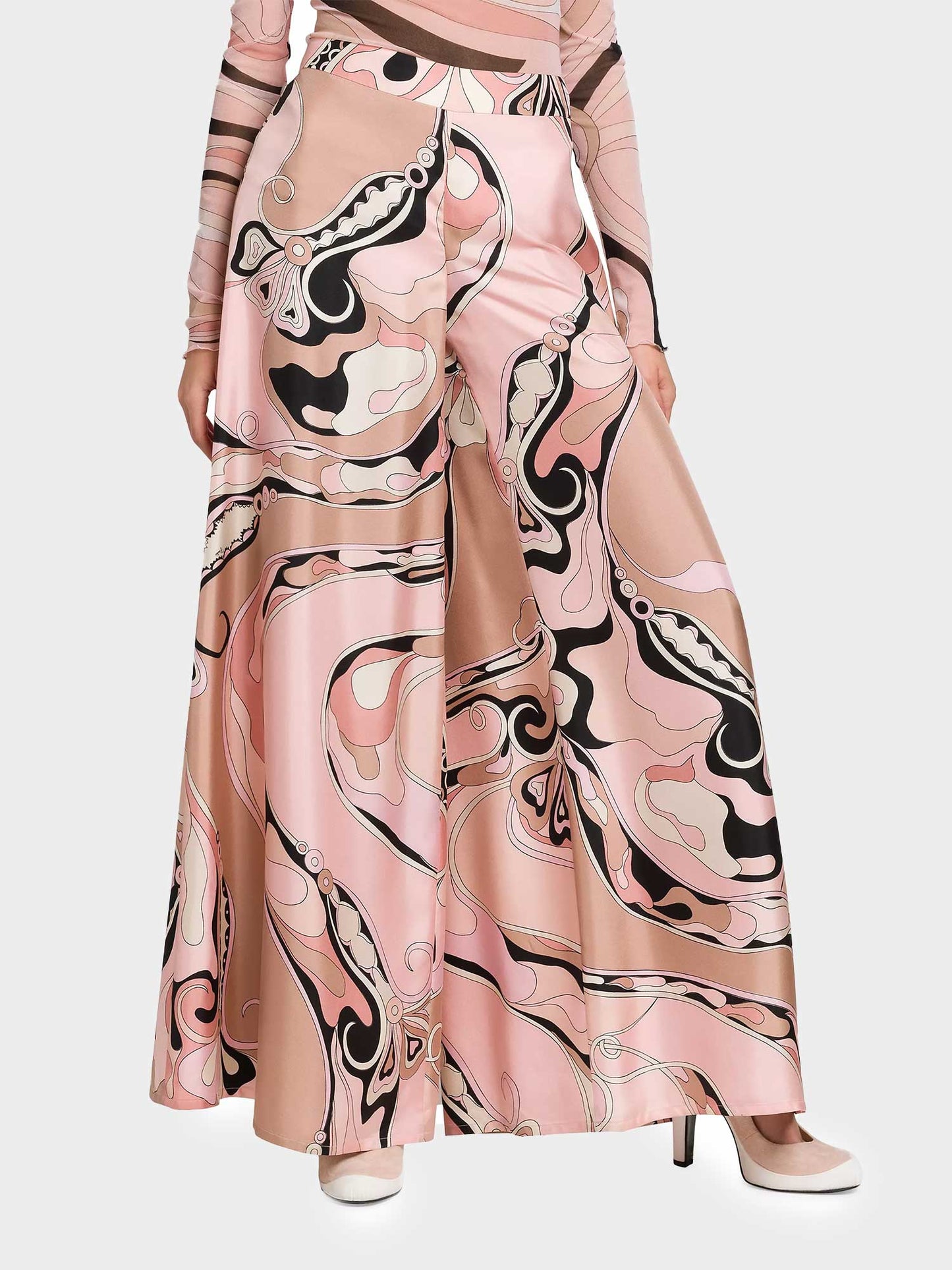 High Waist Wide Leg Abstract Print Pants