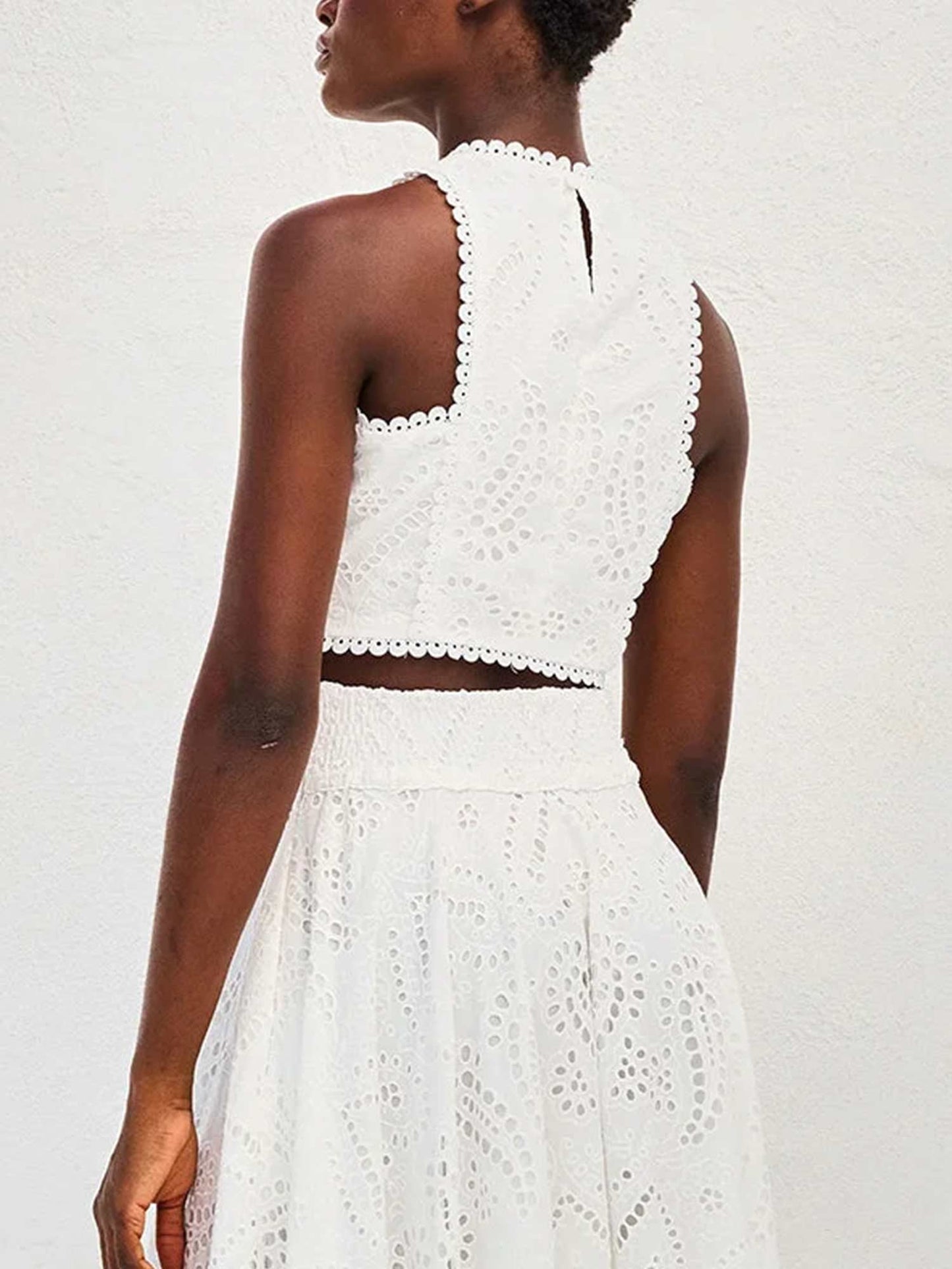 Embroidered Eyelet Crop Top