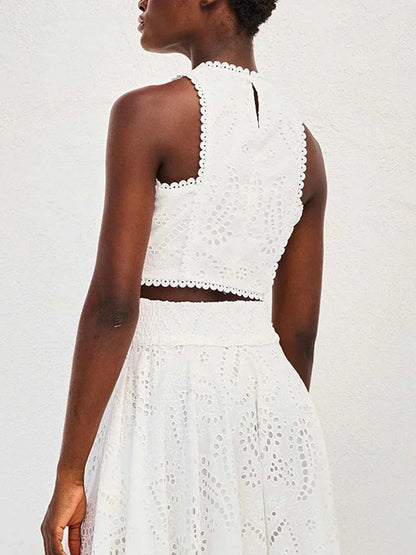 Embroidered Eyelet Crop Top