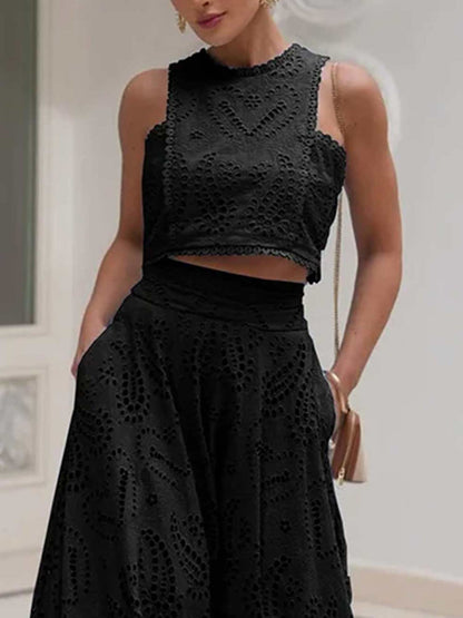 Embroidered Eyelet Crop Top
