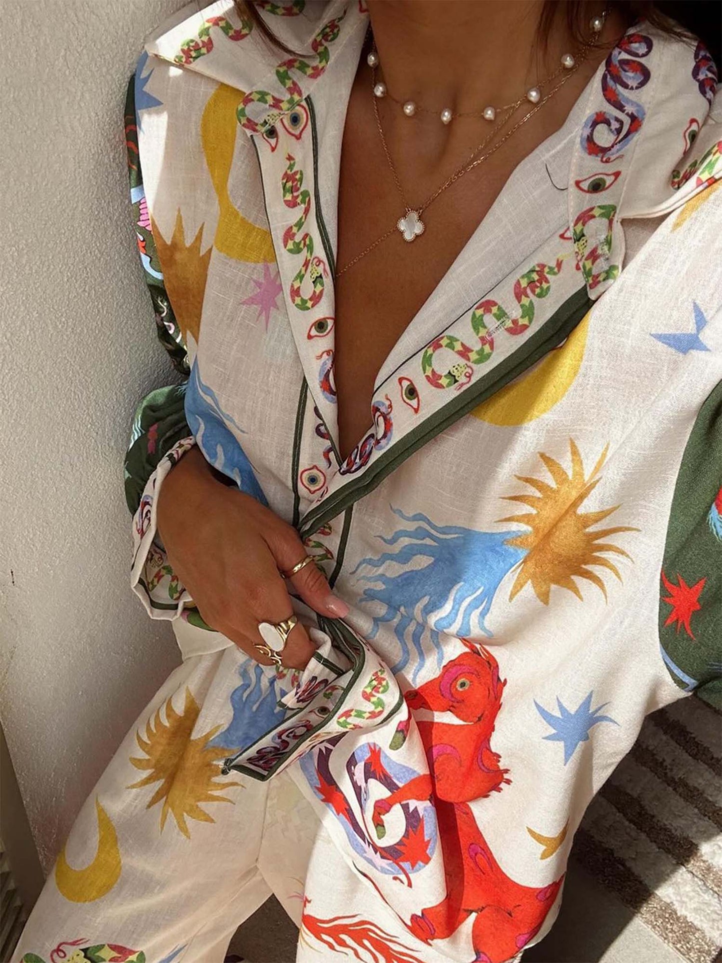 Tropical Graphic Print Two-Piece Set