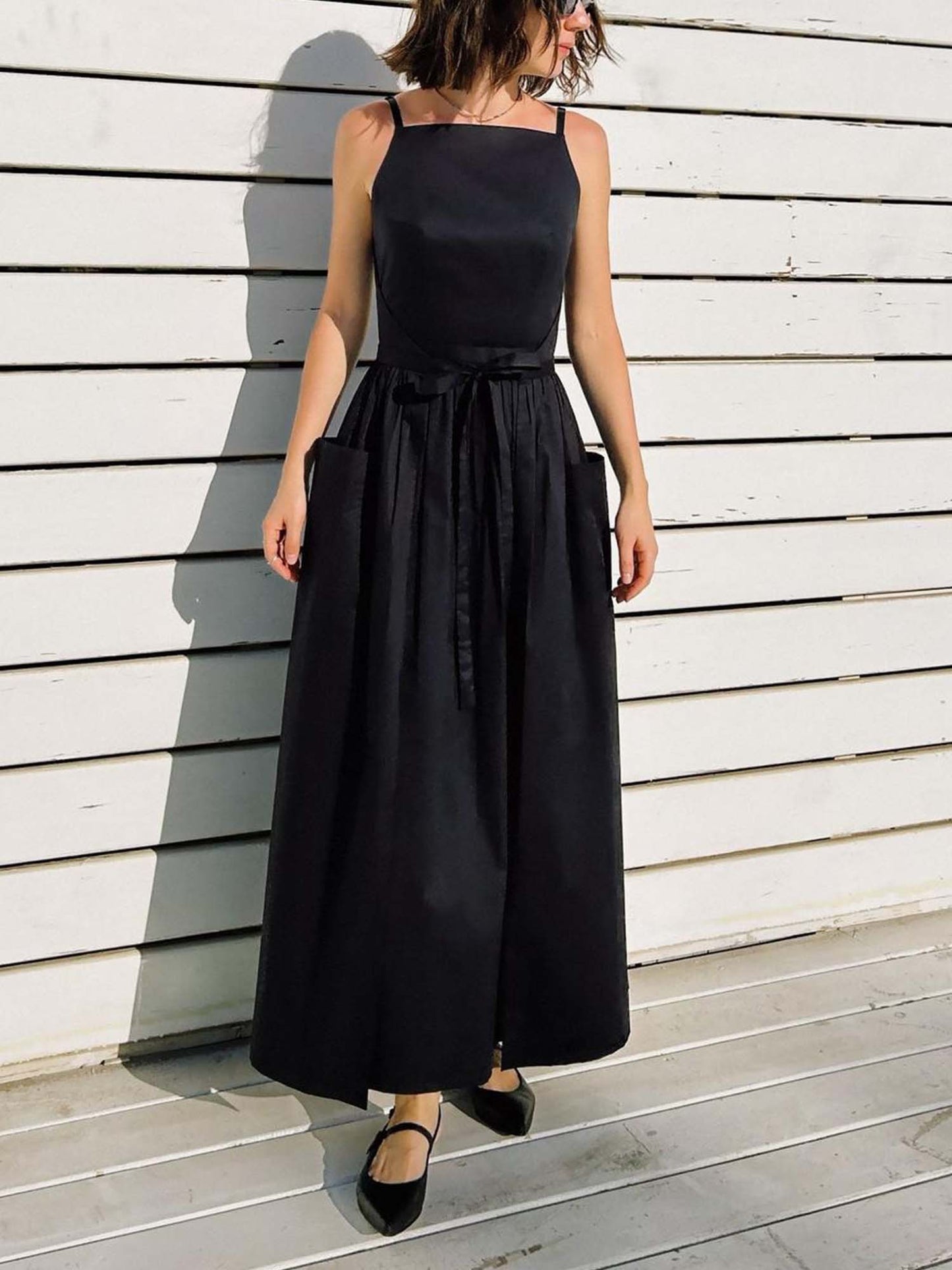 Black Belted Midi Dress