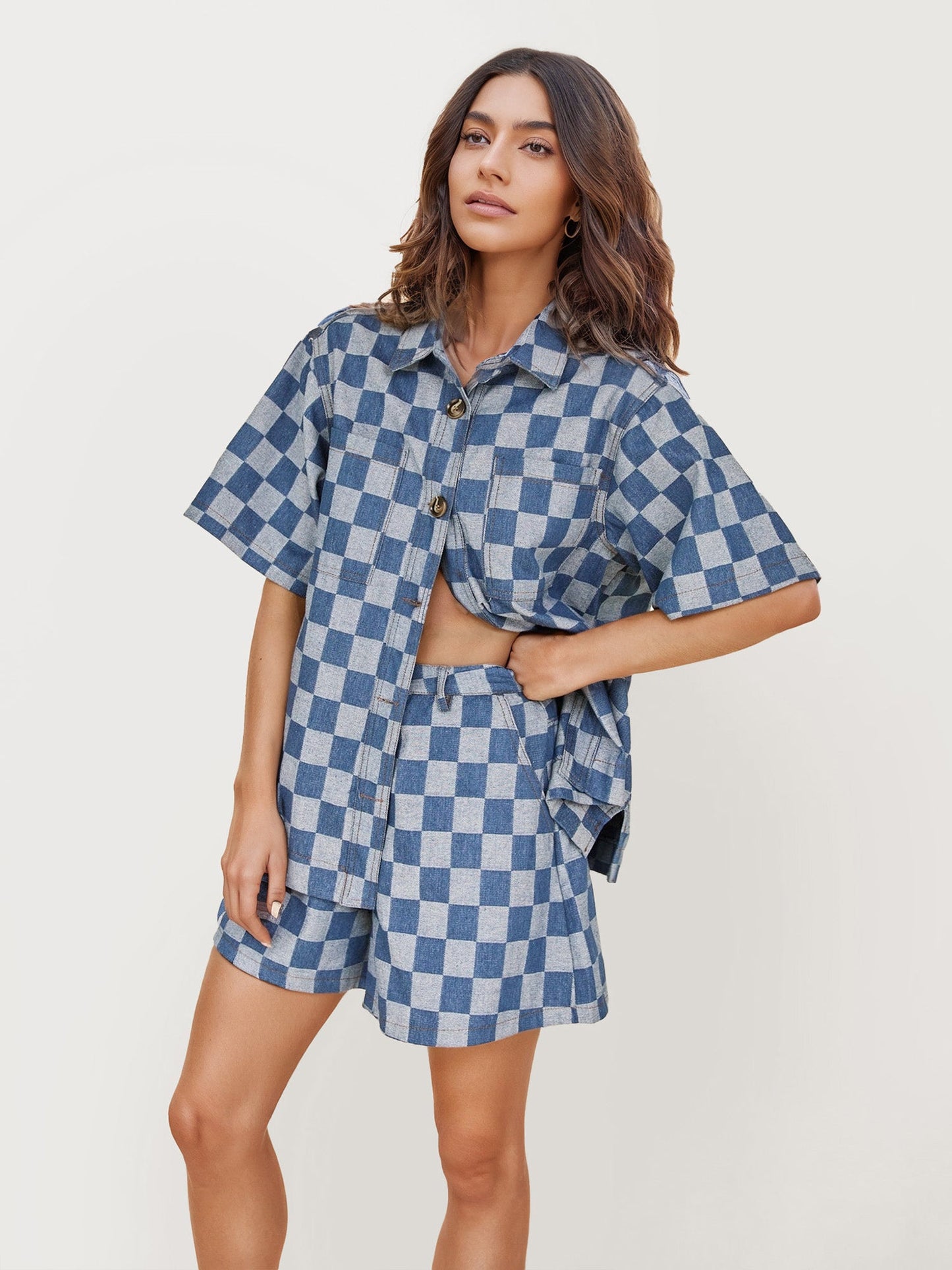 Checkerboard Breeze Denim Coastal Set
