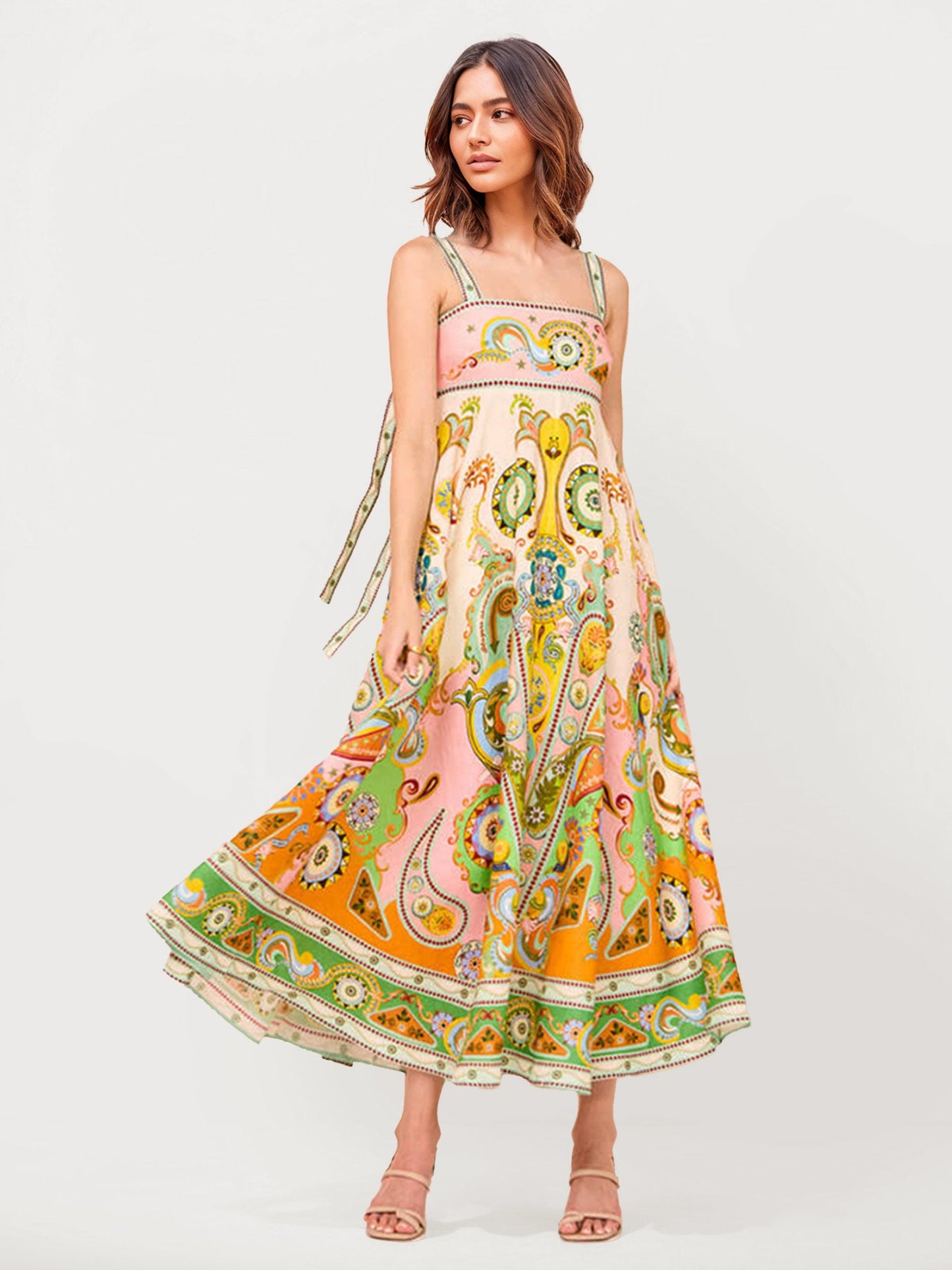 Paisley Print Bohemian Maxi Dress