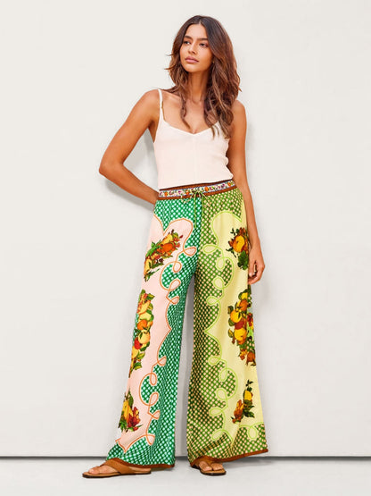 Multicolor Retro Graffiti Lemon Pants
