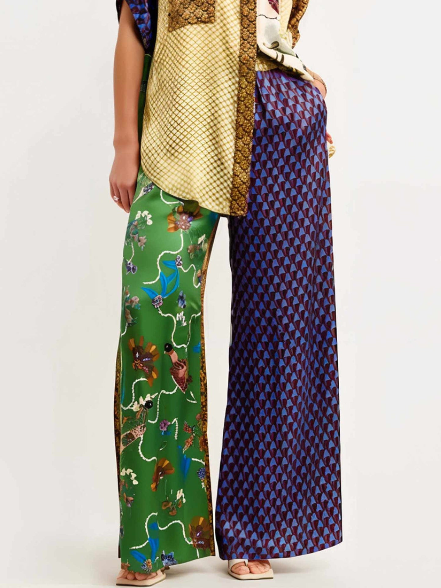 Birdsong Contrast Wide-Leg Pants