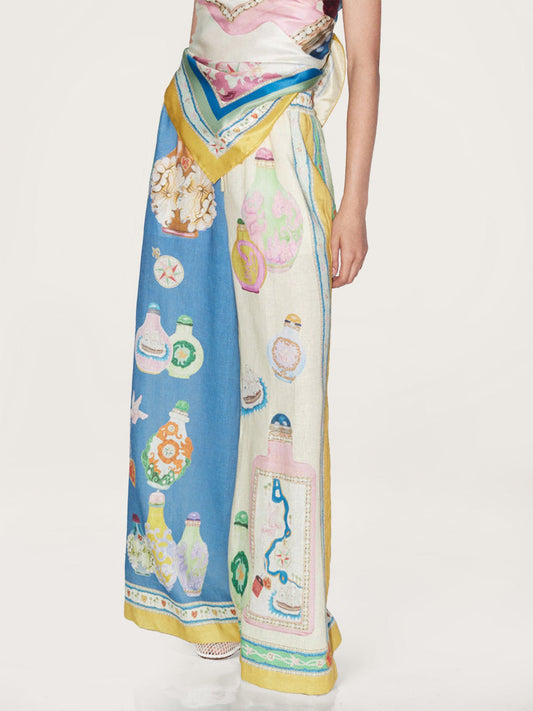 Court-Inspired Painted Print Pants