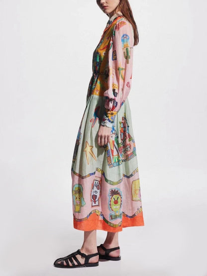 Art-Inspired Printed Midi Dress