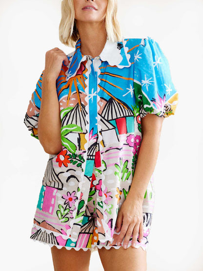 Whimsical Bloom Cotton Shorts Set