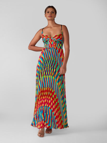 Boho Vibrant Striped Maxi Dress
