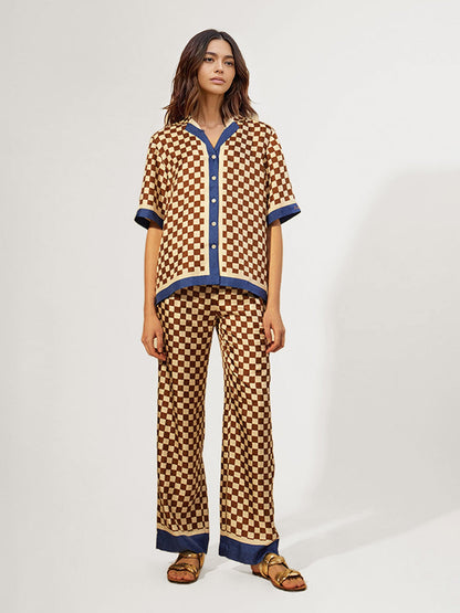 Retro Checkerboard Short-Sleeve Shirt