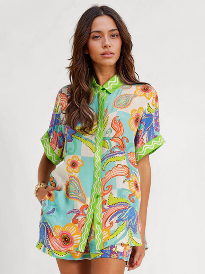 Colorful Paisley Print Two-Piece Set