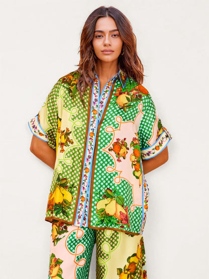 Multicolor Retro Graffiti Lemon Shirt