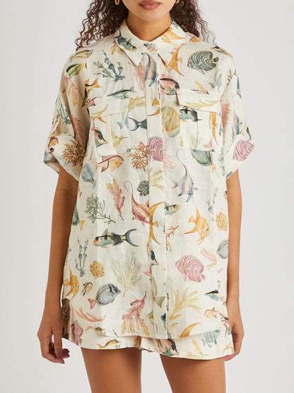 Coastal Breeze Relaxed Fit Shirt & Shorts Set