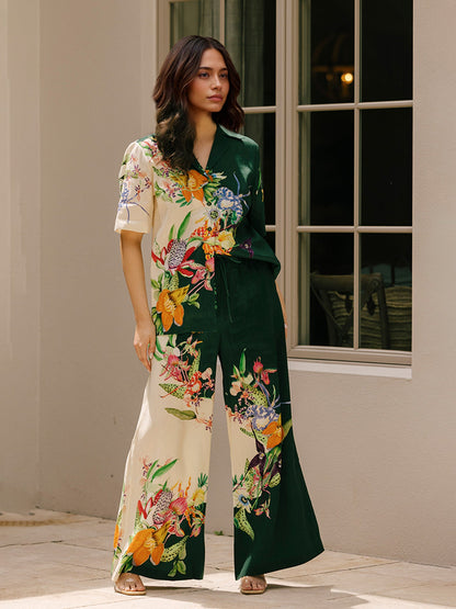 Floral Print Colorblock Shirt