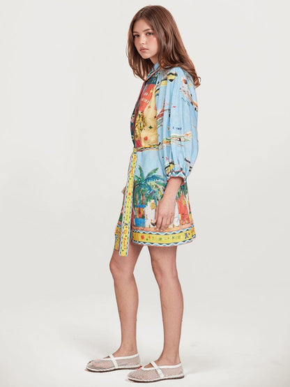 Tropical Vacation Mini Dress with Fun Print