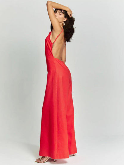 Brown Halter Jumpsuit Radiante