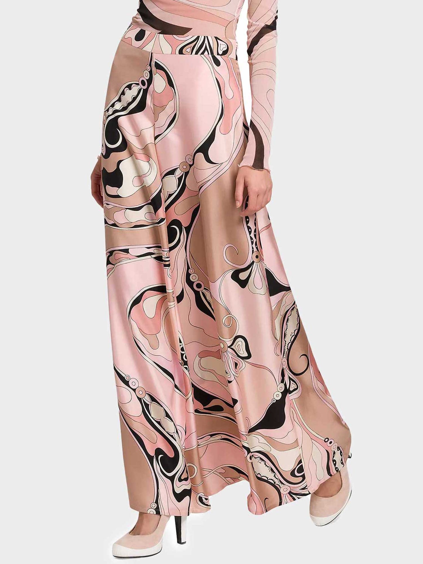 High Waist Wide Leg Abstract Print Pants