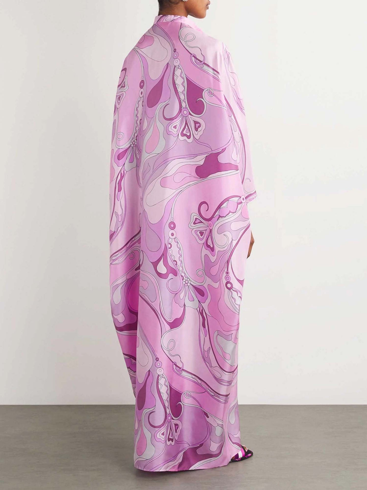 Pink Swirl Print Maxi Kaftan Dress