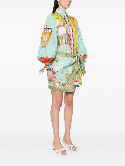 Whimsical Scarf-Tie Shirt Dress