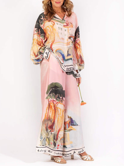 Scenic Wide-Leg Printed Trousers