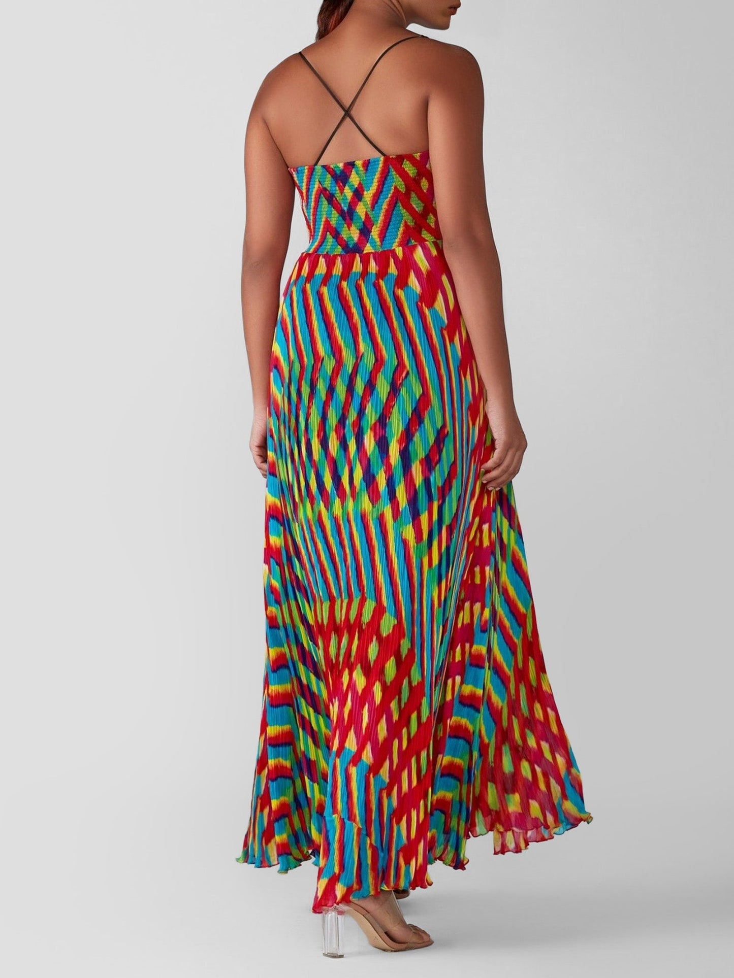 Boho Vibrant Striped Maxi Dress