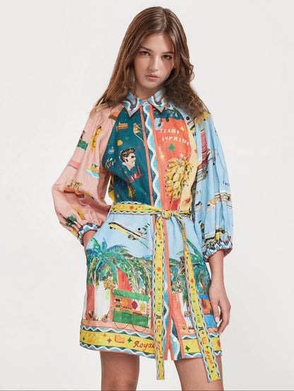 Tropical Vacation Mini Dress with Fun Print