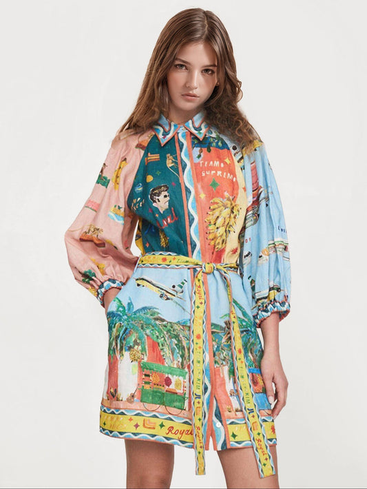 Tropical Vacation Mini Dress with Fun Print