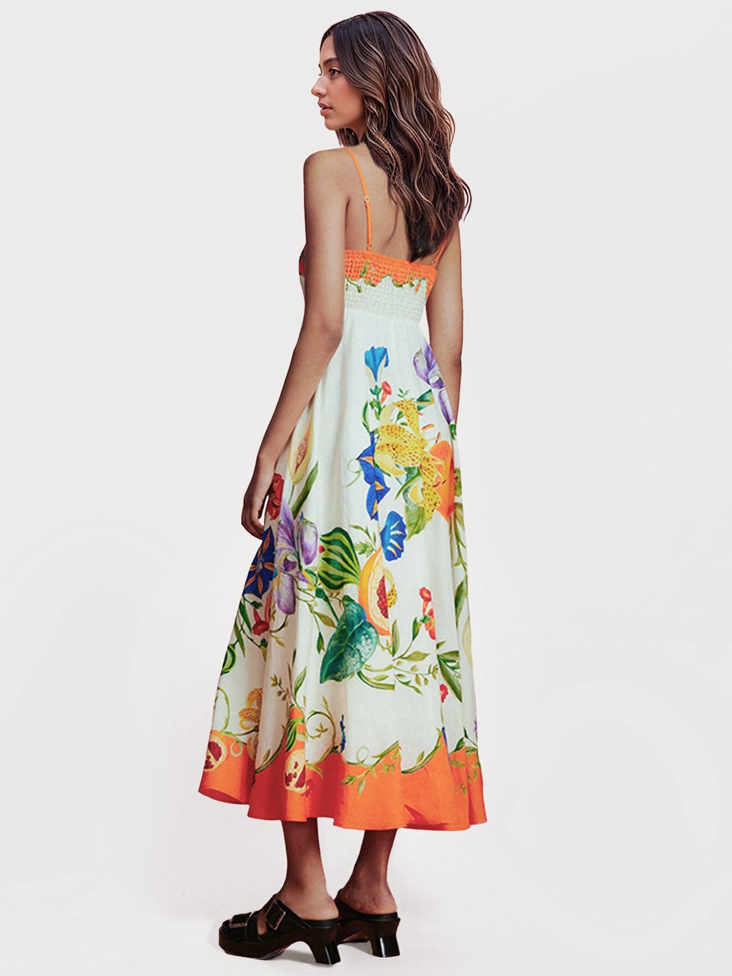 Floral Print Spaghetti Strap Midi Dress