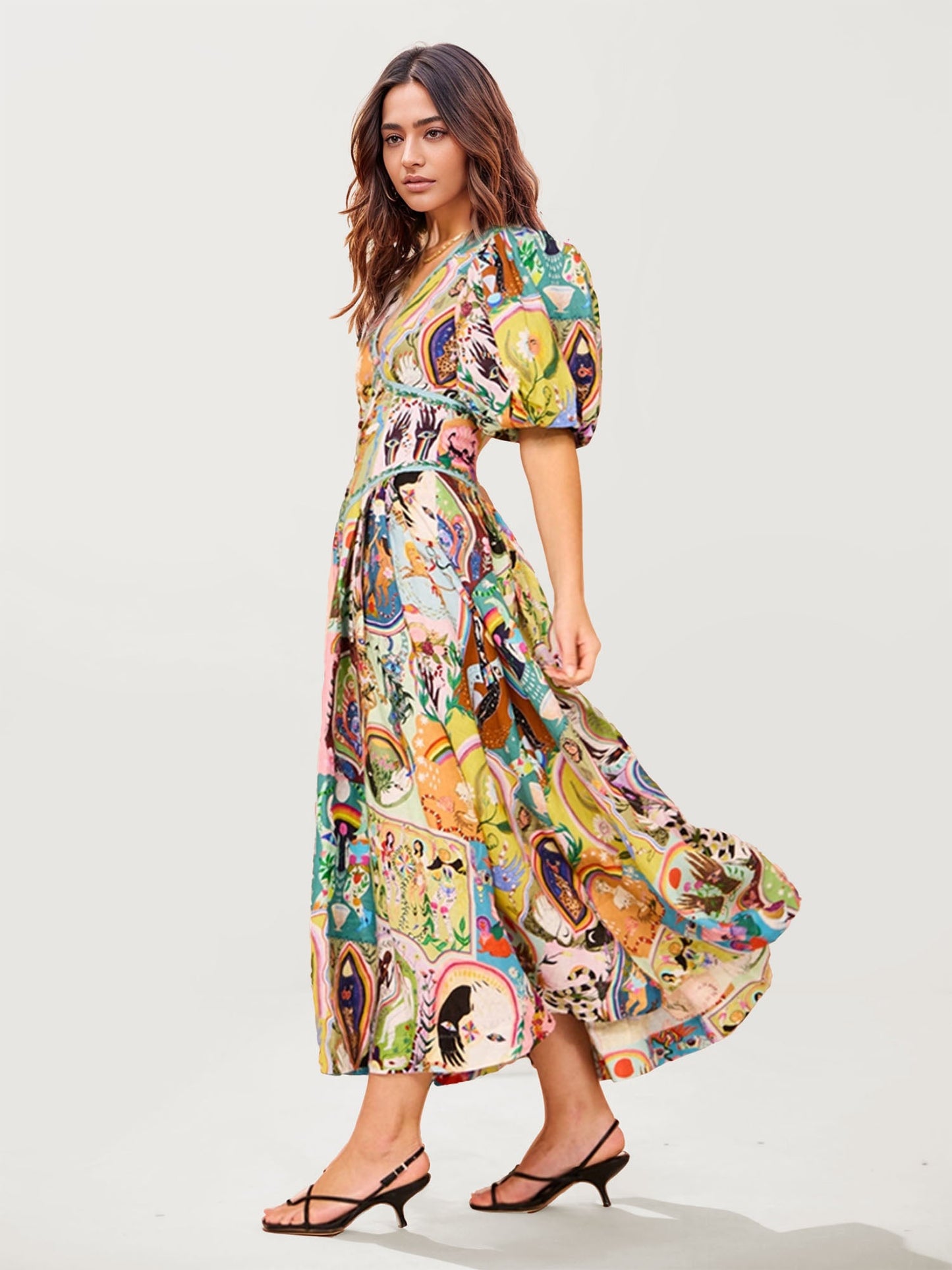 Vibrant Floral Print Maxi Dress