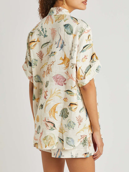 Coastal Breeze Relaxed Fit Shirt & Shorts Set