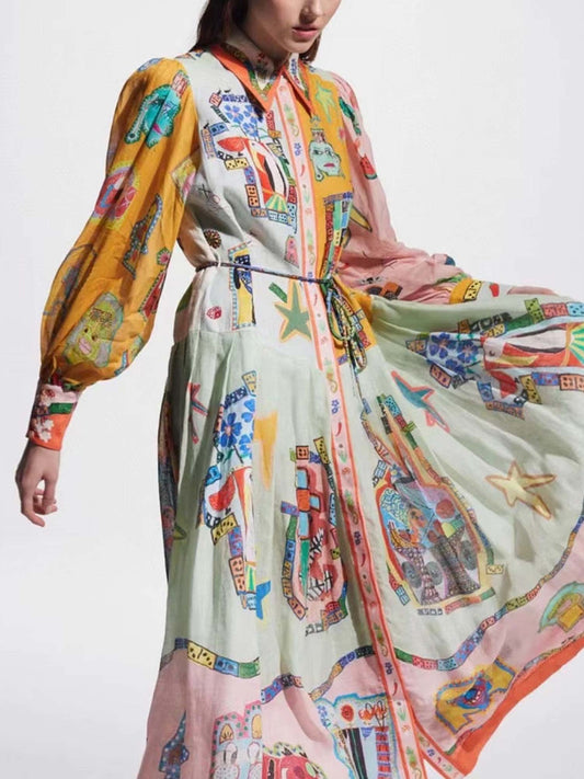 Art-Inspired Printed Midi Dress