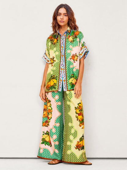 Multicolor Retro Graffiti Lemon Shirt