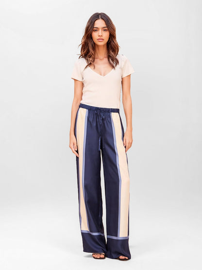 Bold Stripe Print Wide-Leg Pants