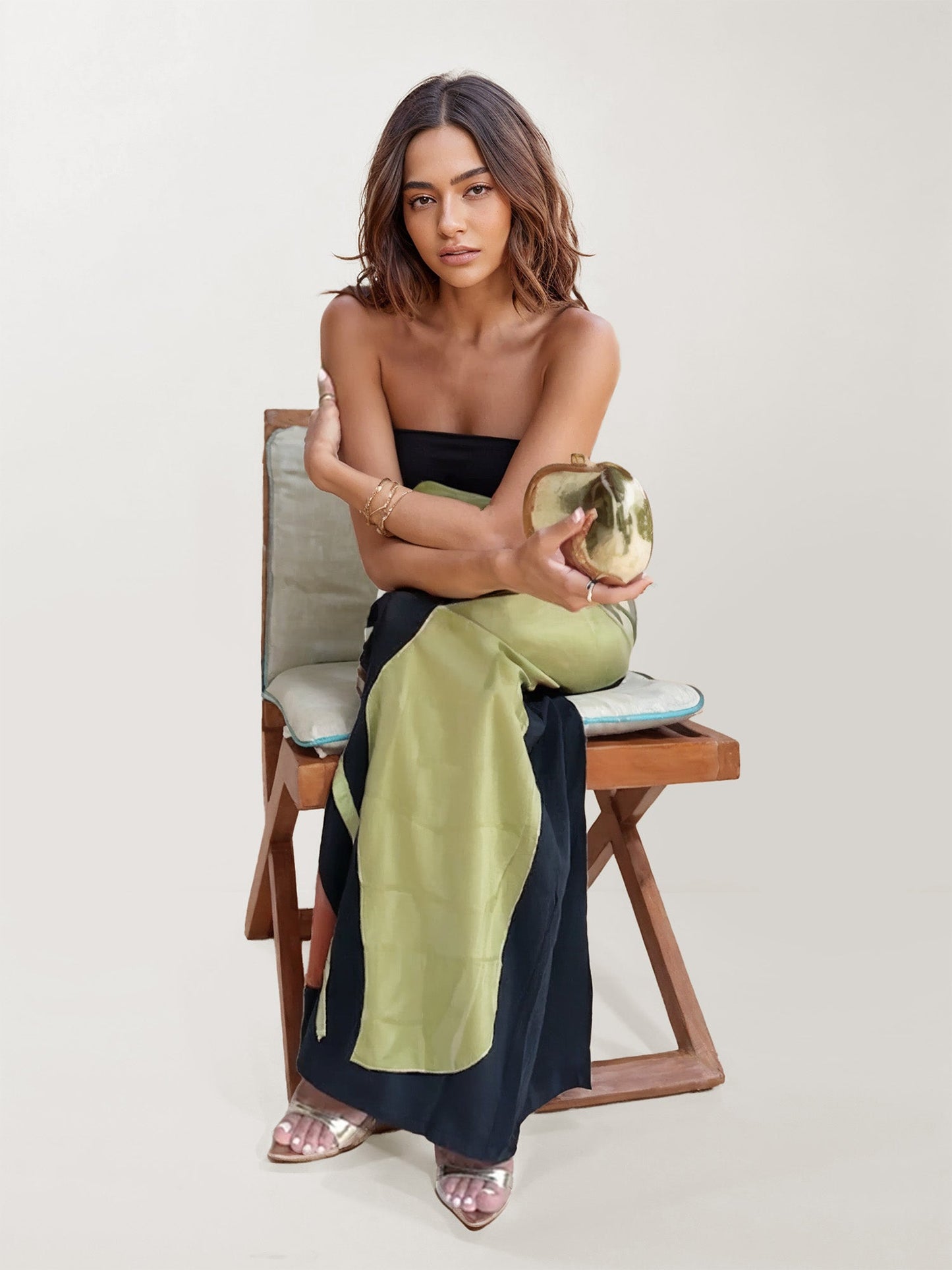 Abstract Floral Print Strapless Maxi Dress