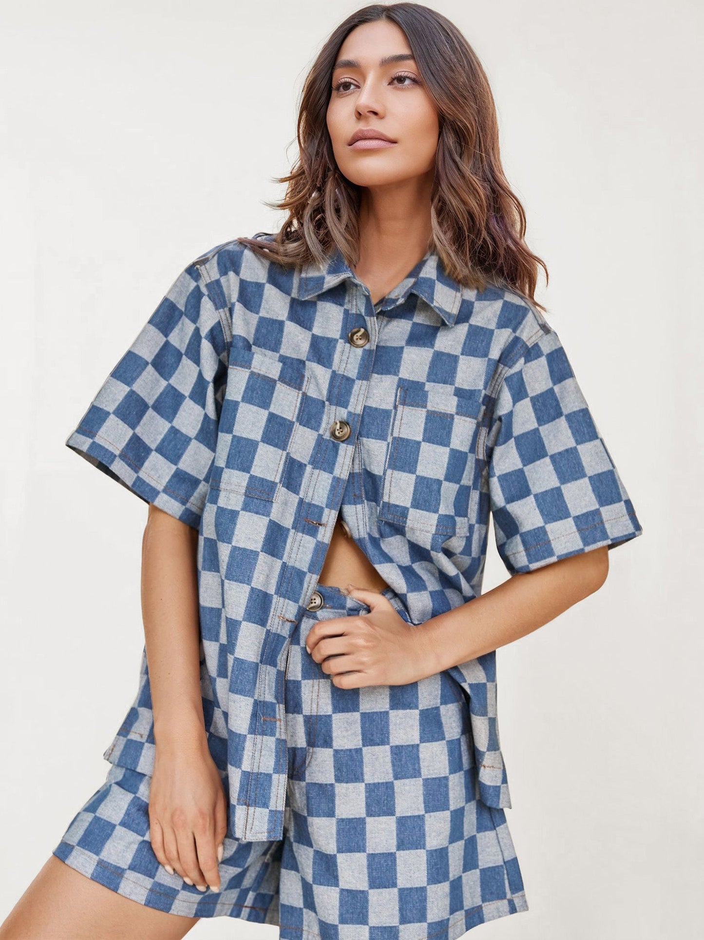 Checkerboard Breeze Denim Coastal Set