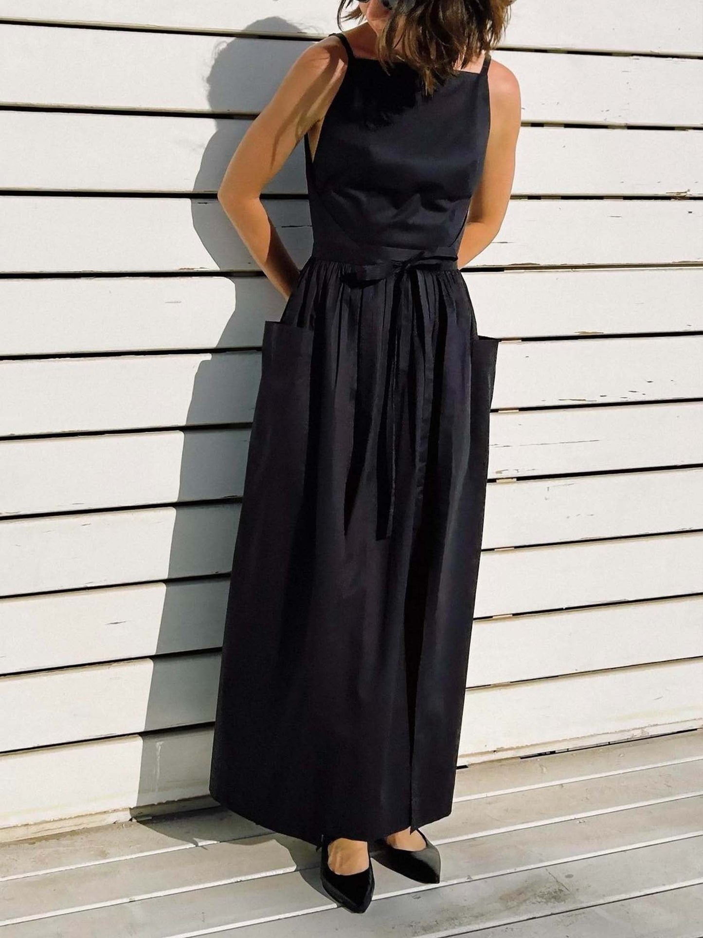 Black Belted Midi Dress
