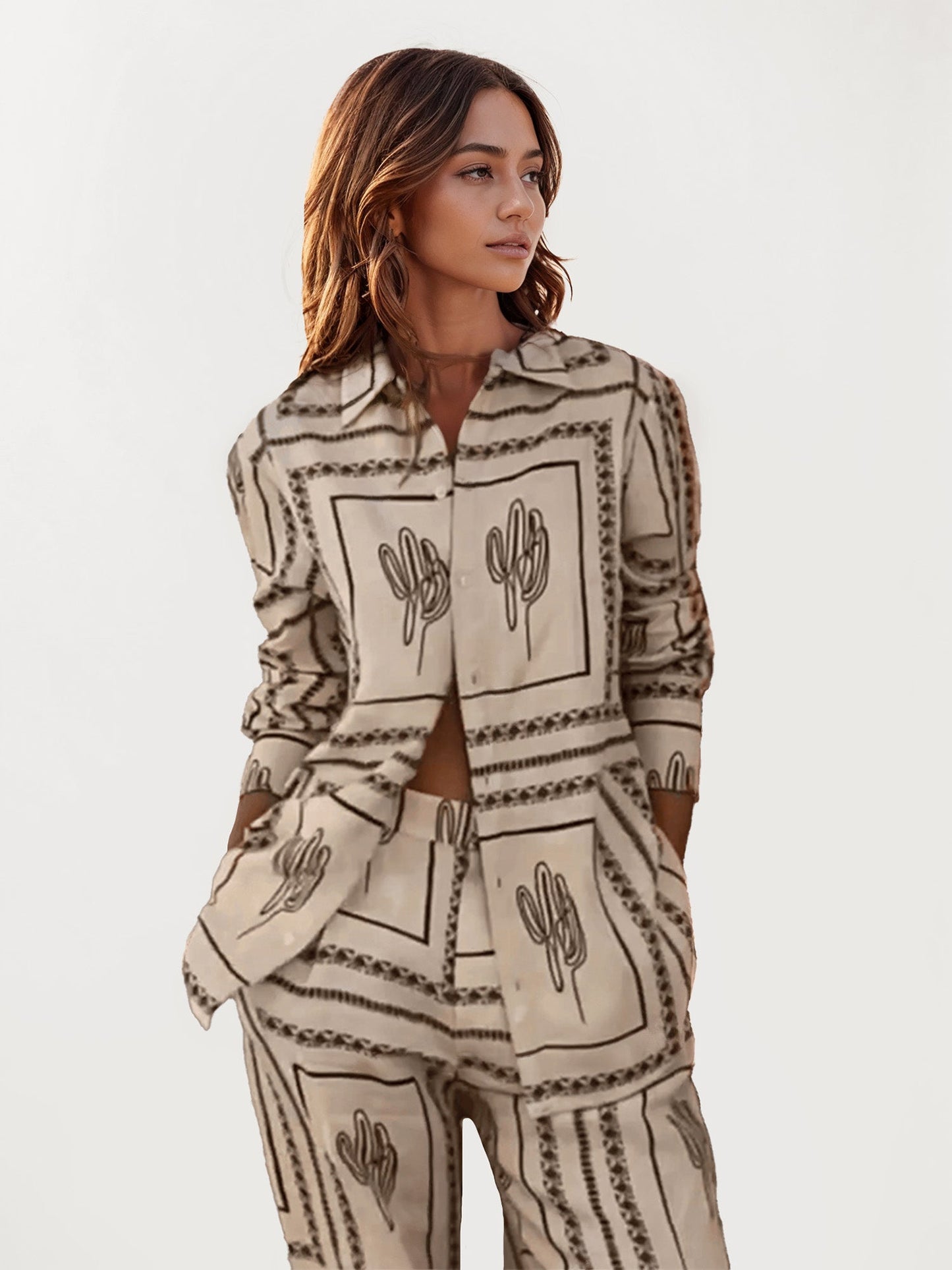 Cactus Print Long Sleeve Shirt