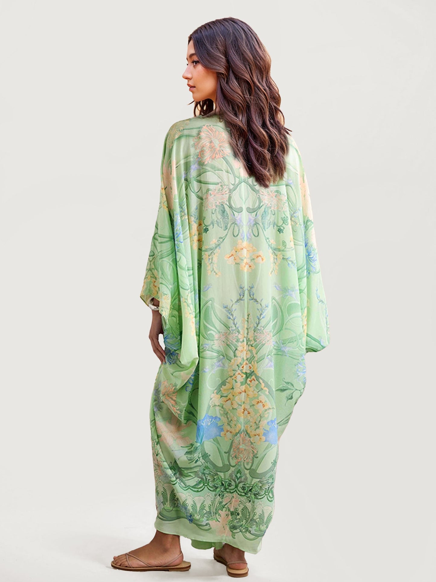 Green Floral Plunge Maxi Dress
