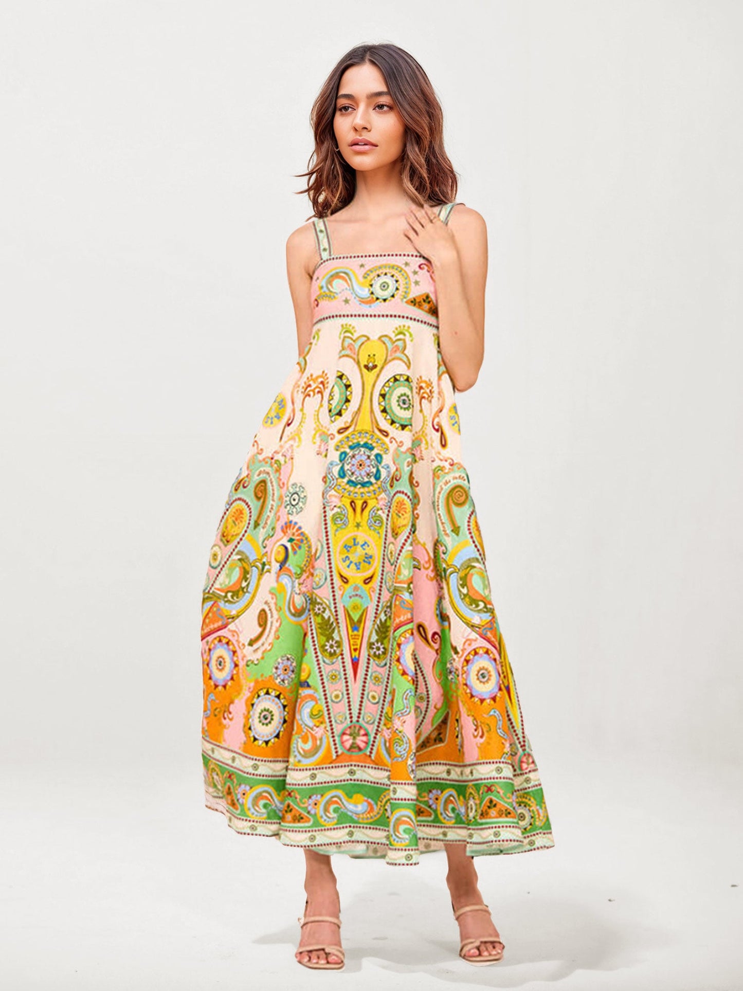 Paisley Print Bohemian Maxi Dress