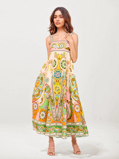 Paisley Print Bohemian Maxi Dress