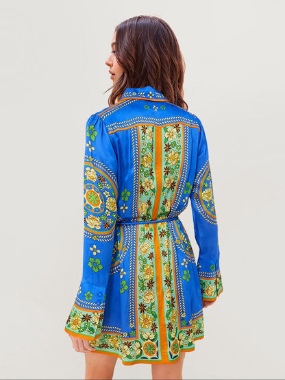 Bohemian Mini Dress with Belt