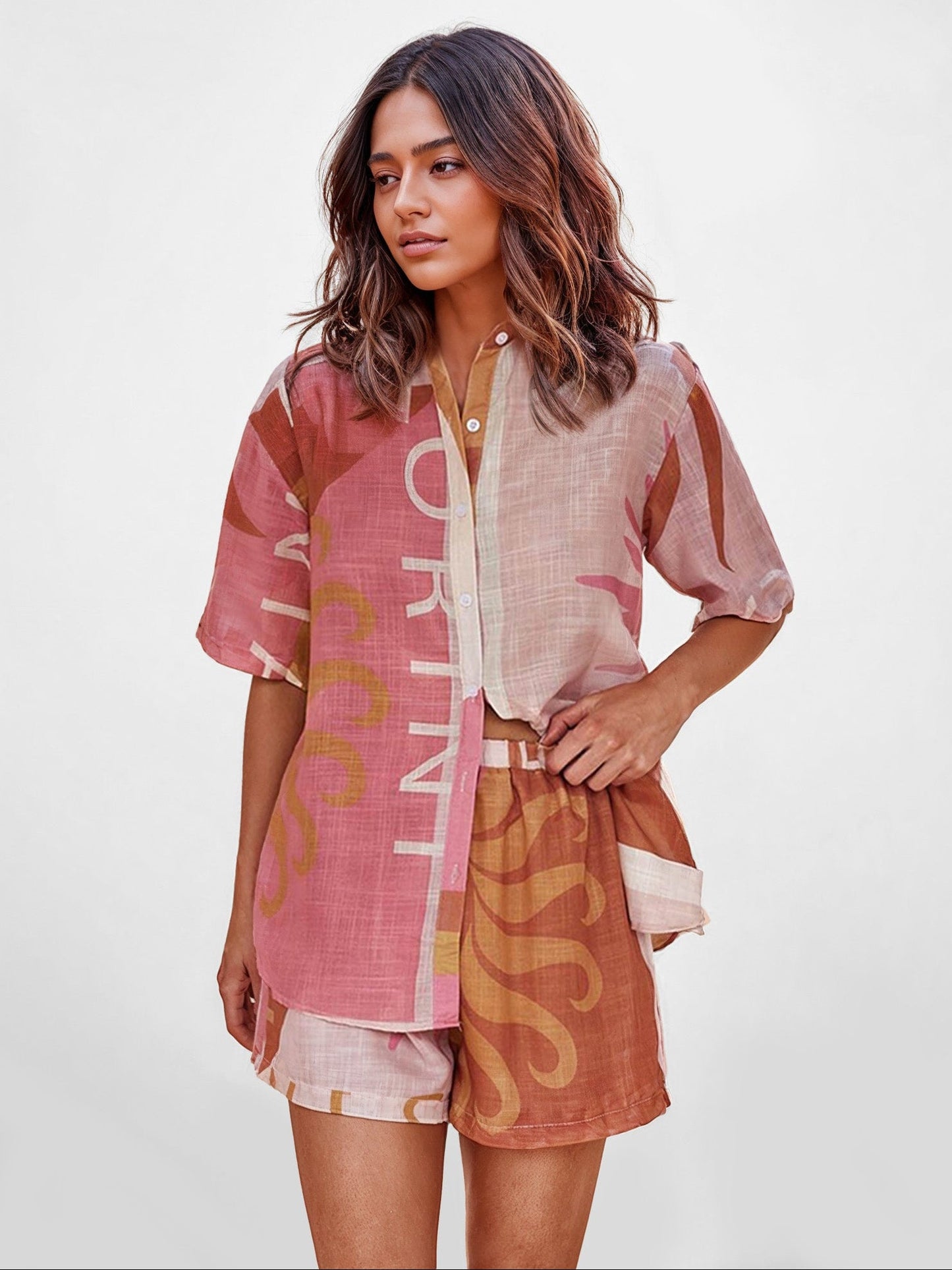 Abstract Print Relaxed Two-Piece Set