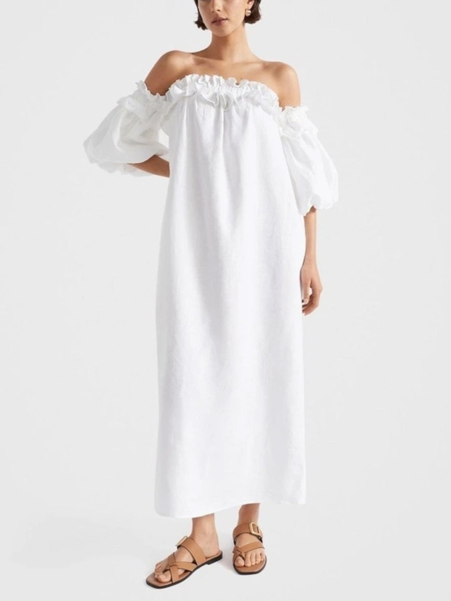 Off-Shoulder Ruffled Boho Maxi Dress