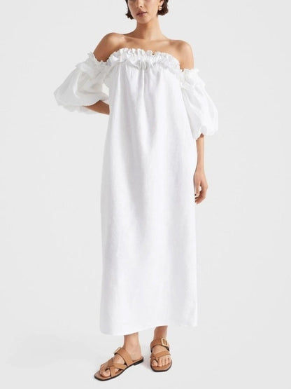 Off-Shoulder Ruffled Boho Maxi Dress