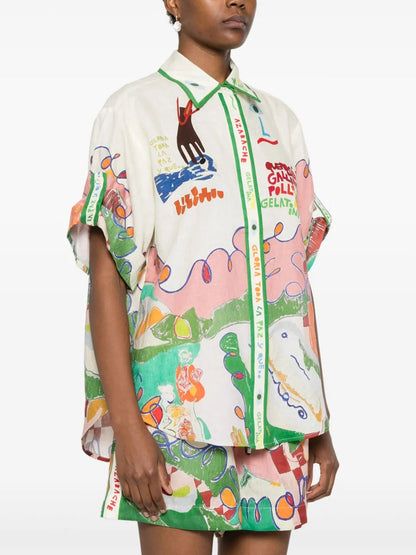 Retro Doodle Print Short Set