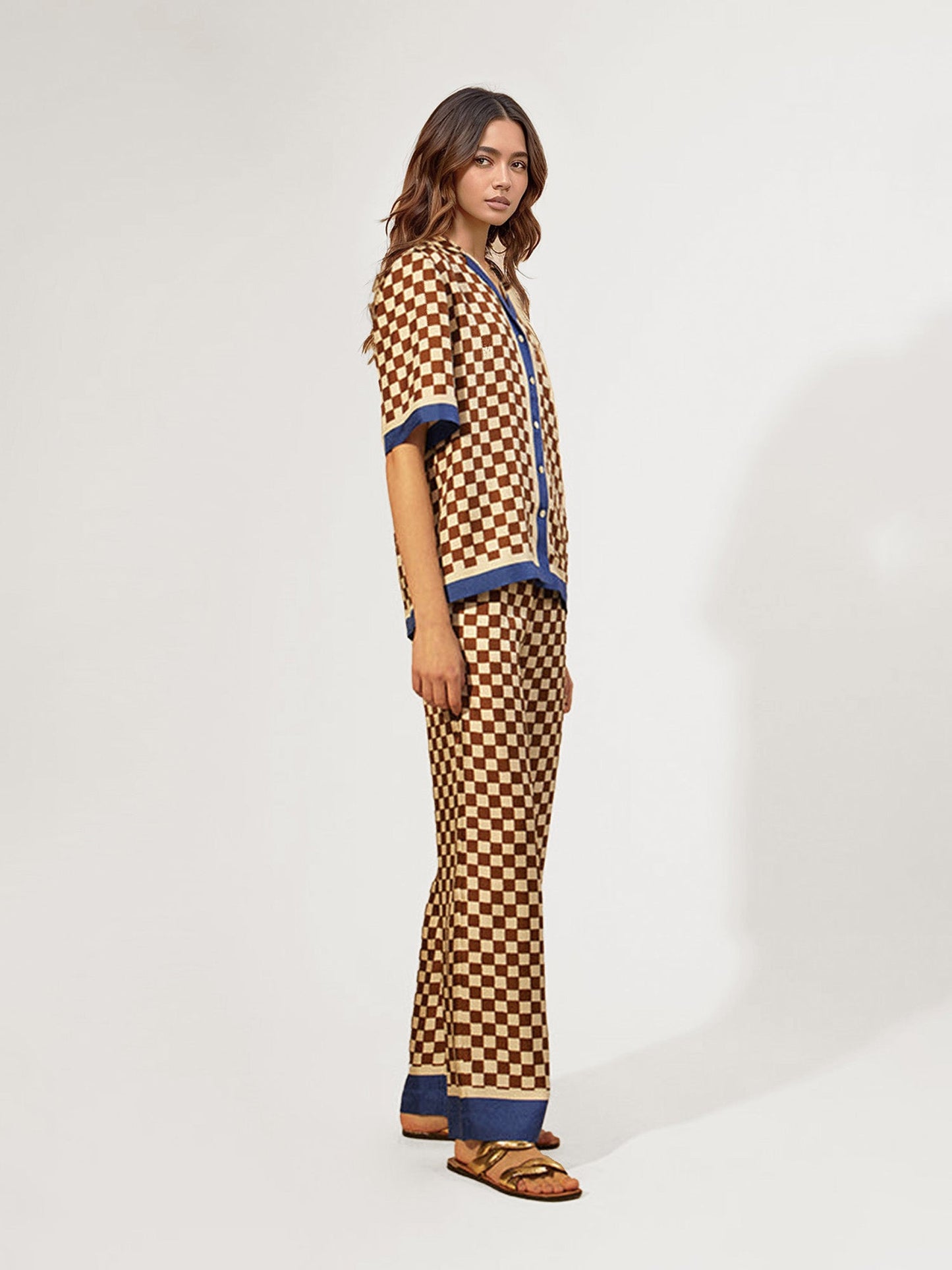 Retro Checkerboard Short-Sleeve Shirt